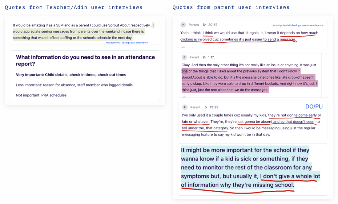 Quotes from teacher, admin, and parent user interviews